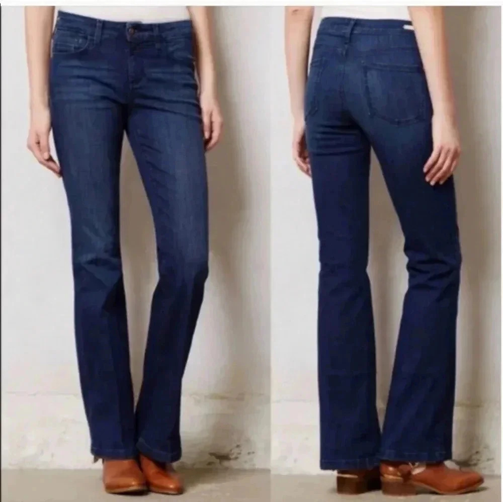 Anthropologie Pilcro & the Letterpress Stet Mid-Rise Dark Wash Flare Jeans(27)